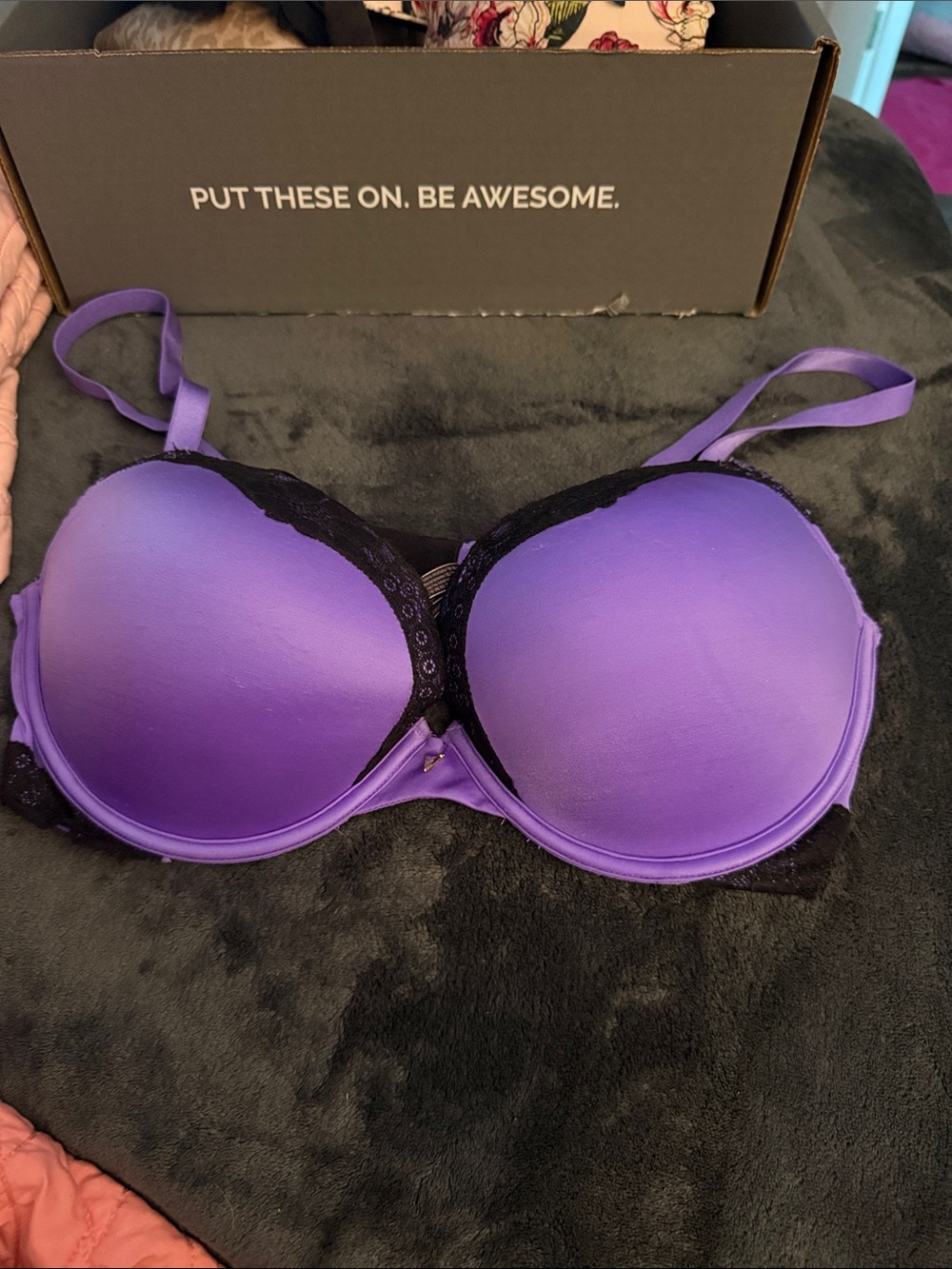 Victoria’s Secret Women's Purple Lace Trim Push-Up Bra